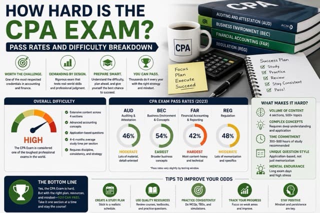 How Hard Is the CPA Exam - Pass Rates and Difficulty Breakdown